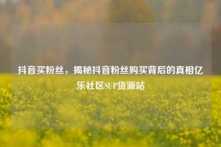 抖音买粉丝，揭秘抖音粉丝购买背后的真相亿乐社区SUP货源站