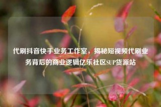 代刷抖音快手业务工作室，揭秘短视频代刷业务背后的商业逻辑亿乐社区SUP货源站