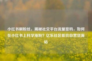 小红书刷粉丝，揭秘社交平台流量密码，如何在小红书上科学涨粉？亿乐社区低价自营货源站