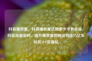 抖音播放量，抖音播放量达到多少才有收益，抖音流量密码，提升播放量的秘诀与技巧亿乐社区SUP货源站