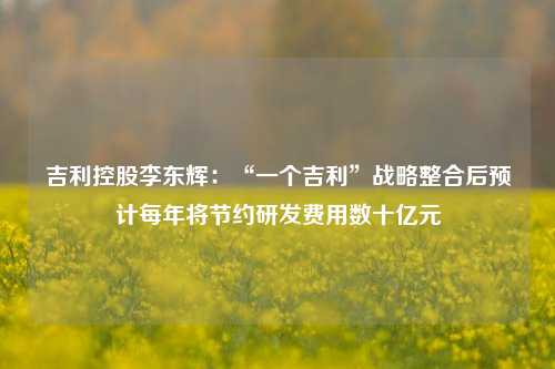 吉利控股李东辉：“一个吉利	”战略整合后预计每年将节约研发费用数十亿元  第1张