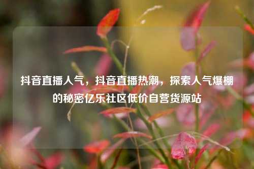 抖音直播人气，抖音直播热潮，探索人气爆棚的秘密亿乐社区低价自营货源站  第1张
