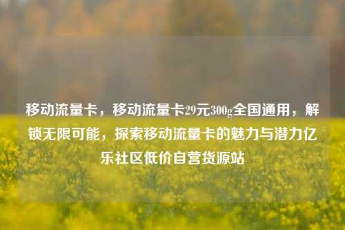 移动流量卡，移动流量卡29元300g全国通用	，解锁无限可能，探索移动流量卡的魅力与潜力亿乐社区低价自营货源站  第1张