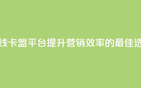 在线卡盟平台:提升营销效率的最佳选择  第1张 在线卡盟平台:提升营销效率的最佳选择  第1张