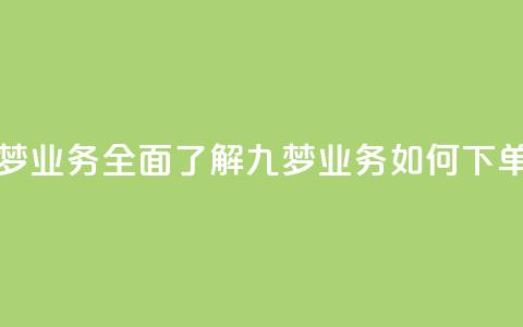 下单九梦业务-全面了解九梦业务如何下单  第1张 下单九梦业务-全面了解九梦业务如何下单  第1张