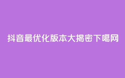 抖音最优化版本大揭密  第1张 抖音最优化版本大揭密  第1张