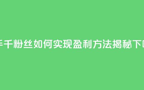 快手千粉丝如何实现盈利方法揭秘  第1张