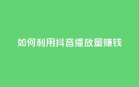 如何利用抖音播放量赚钱  第1张 如何利用抖音播放量赚钱  第1张