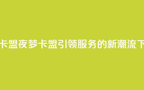夜梦卡盟 - 夜梦卡盟:引领SEO服务的新潮流~  第1张 夜梦卡盟 - 夜梦卡盟:引领SEO服务的新潮流~  第1张