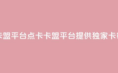 点卡卡盟平台(点卡卡盟平台:提供独家卡密服务) 第1张 点卡卡盟平台(点卡卡盟平台:提供独家卡密服务) 第1张