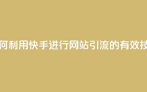 如何利用快手进行网站引流的有效技巧  第1张 如何利用快手进行网站引流的有效技巧  第1张