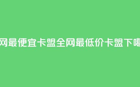 全网最便宜卡盟(全网最低价卡盟)  第1张
