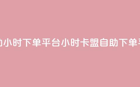 卡盟自助24小时下单平台(24小时卡盟自助下单平台简介)  第1张