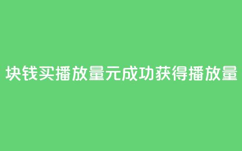 1块钱买播放量(1元成功获得播放量)  第1张