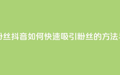 抖音怎样拉粉丝 - 抖音如何快速吸引粉丝的方法与技巧~  第1张 抖音怎样拉粉丝 - 抖音如何快速吸引粉丝的方法与技巧~  第1张