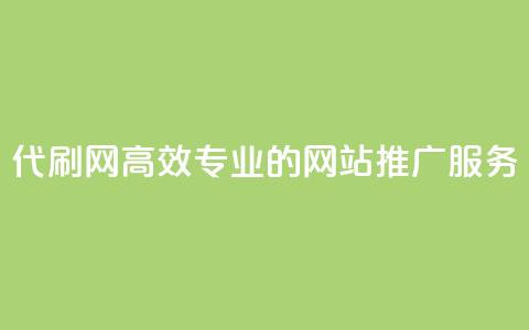 代刷网:高效专业的网站推广服务  第1张 代刷网:高效专业的网站推广服务  第1张