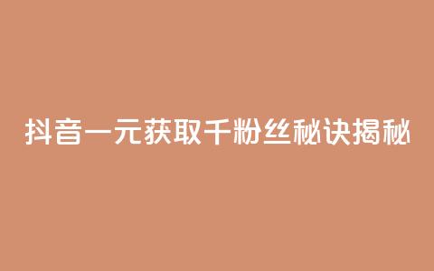 抖音一元获取千粉丝秘诀揭秘  第1张 抖音一元获取千粉丝秘诀揭秘  第1张