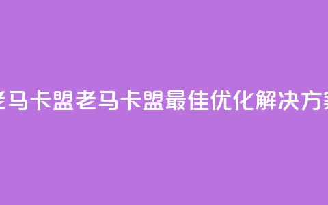 老马卡盟(老马卡盟:最佳SEO优化解决方案)  第1张 老马卡盟(老马卡盟:最佳SEO优化解决方案)  第1张