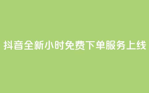 抖音全新24小时免费下单服务上线  第1张 抖音全新24小时免费下单服务上线  第1张