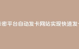 CF卡密平台:自动发卡网站实现快速发卡