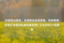 抖音粉丝购买,抖音粉丝业务套餐,如何利用抖音打造高效私域流量变现?亿乐社区SUP货源站