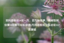 买抖音粉丝10元一万,百万粉丝梦,揭秘如何仅需10元即可轻松获得1万抖音粉丝亿乐社区SUP货源站