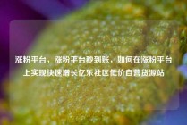 涨粉平台,涨粉平台秒到账,如何在涨粉平台上实现快速增长亿乐社区低价自营货源站