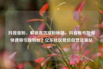 抖音涨粉,解锁高效涨粉秘籍,抖音账号如何快速吸引新粉丝?亿乐社区低价自营货源站