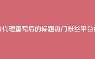 粉丝平台代理(重写后的标题:热门粉丝平台代理详解)