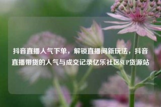 抖音直播人气下单,解锁直播间新玩法,抖音直播带货的人气与成交记录亿乐社区SUP货源站