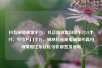 抖音刷播放量平台,抖音播放量自助平台24小时,打卡热门平台,揭秘抖音刷播放量的真相与策略亿乐社区低价自营货源站