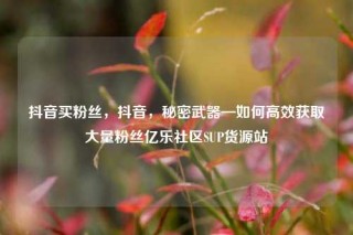 抖音买粉丝，抖音，秘密武器—如何高效获取大量粉丝亿乐社区SUP货源站