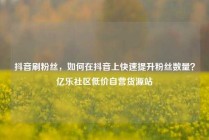 抖音刷粉丝,如何在抖音上快速提升粉丝数量?亿乐社区低价自营货源站