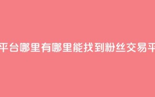 粉丝交易平台哪里有 - 哪里能找到粉丝交易平台?。