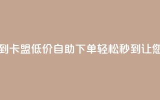 卡盟低价自助下单秒到 - 卡盟低价自助下单轻松秒到,让您省时省力省钱。