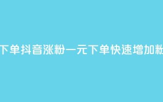 抖音涨粉一元下单 - 抖音涨粉一元下单,快速增加粉丝数量~