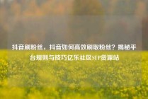 抖音刷粉丝，抖音如何高效刷取粉丝？揭秘平台规则与技巧亿乐社区SUP货源站