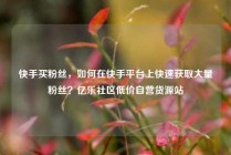 快手买粉丝,如何在快手平台上快速获取大量粉丝?亿乐社区低价自营货源站