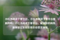 小红书阅读下单平台，小红书阅读下单平台是真的吗，小红书阅读下单平台，解锁你的购物新体验亿乐社区低价自营货源站