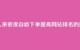 ks恋人亲密度自助下单,提高网站排名的技巧