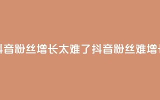 抖音粉丝增长太难了(抖音粉丝难增长？)