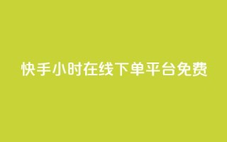快手24小时在线下单平台免费