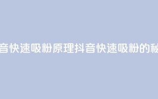 抖音快速吸粉原理(抖音快速吸粉的秘密)