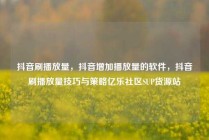 抖音刷播放量，抖音增加播放量的软件，抖音刷播放量技巧与策略亿乐社区SUP货源站