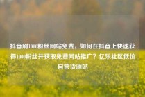 抖音刷1000粉丝网站免费,如何在抖音上快速获得1000粉丝并获取免费网站推广?亿乐社区低价自营货源站