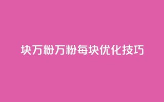 1块1万粉(1万粉每块优化技巧)