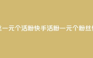 快手粉丝一元1000个活粉(快手活粉一元1000个,粉丝快速增长)