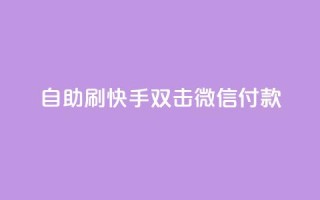 自助刷快手双击微信付款 - 自助刷快手双击微信付款,助您迅速提升关注与支付体验~
