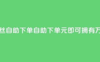 3元10000粉丝自助下单(自助下单,3元即可拥有1万粉丝)