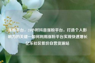 涨粉平台,24小时抖音涨粉平台,打造个人影响力的关键—如何利用涨粉平台实现快速增长亿乐社区低价自营货源站